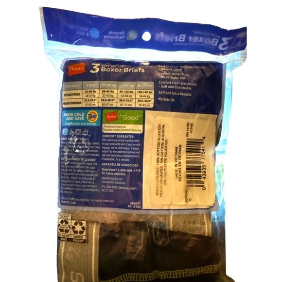 Boys Hanes Tagless Boxer Briefs Comfort Flex Waistband XL (18) 3-Pack BLK/GR BTS - Picture 2 of 5